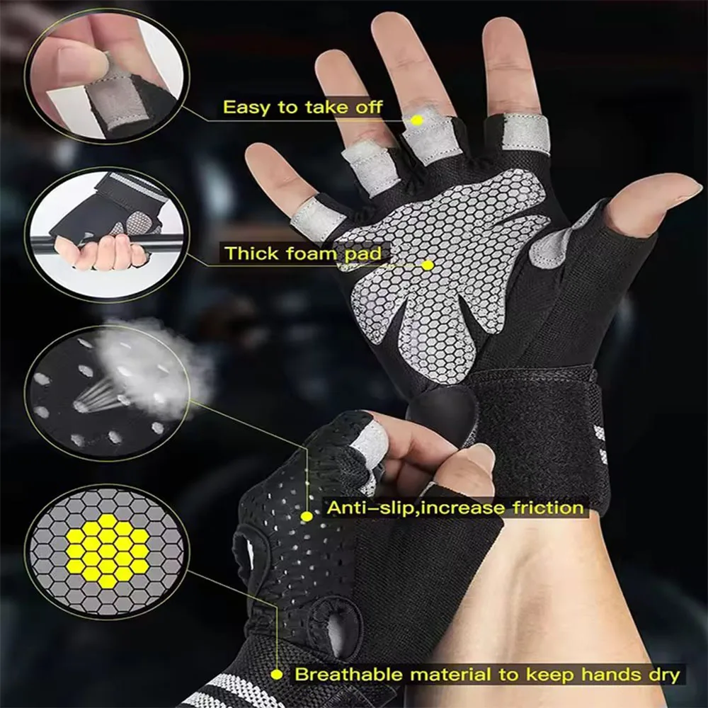 1Pair Half Finger Gym Fitness  - Crossfit Workout Gear 评论和价格