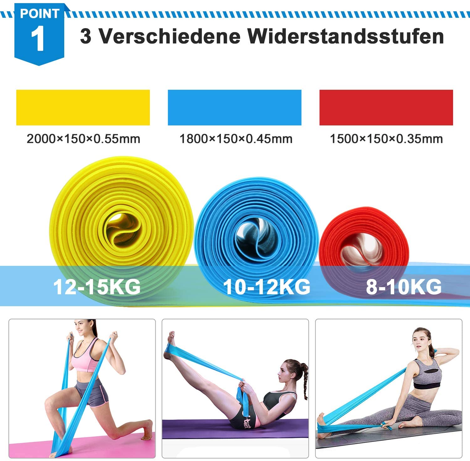 Elastic Fitness Bands 3Pcs Res - Crossfit Workout Gear 评论和价格